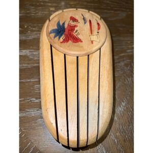 Vintage 1950s Wooden Rooster Hanging Knife Holder 5 Slots Wall Mounted 10" X 5"